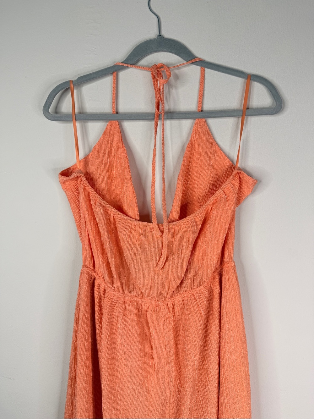 12th Tribe Peach Halter Tie-Front Wide-Leg Jumpsuit - Picture 8 of 13